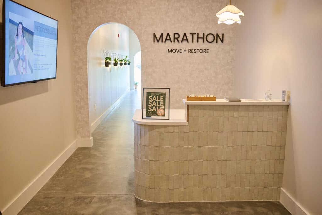 Front desk at Marathon Pilates studio in Nashville